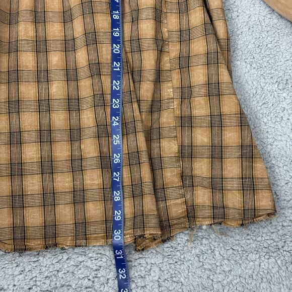 J. HER Mineral Wash Plaid and Raw Hoodie Top sz Medium Raw Out seam Lagenglook - Picture 7 of 12